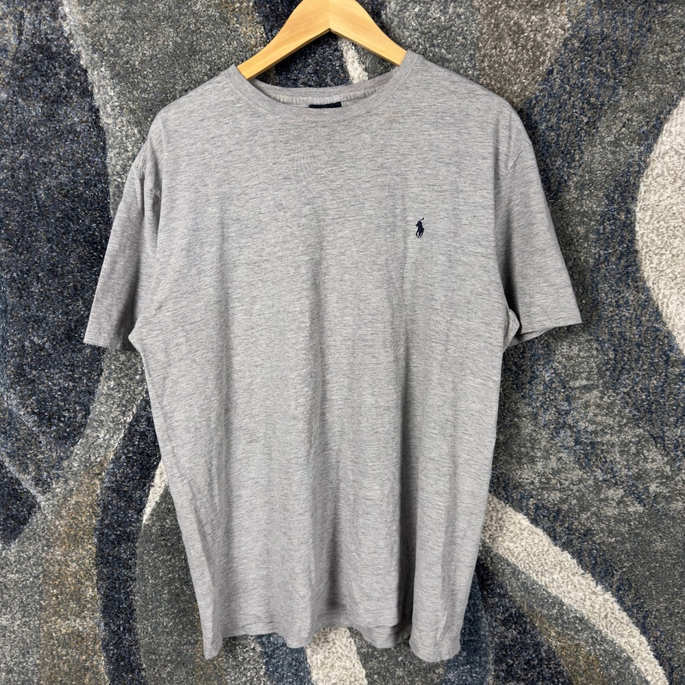 Vintage Polo Ralph‎ Lauren T-Shirt Mens M Grey Short Sleeve Pony Logo Crew Neck